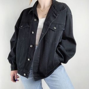 Vintage Wrangler Black Button Up Denim Jacket